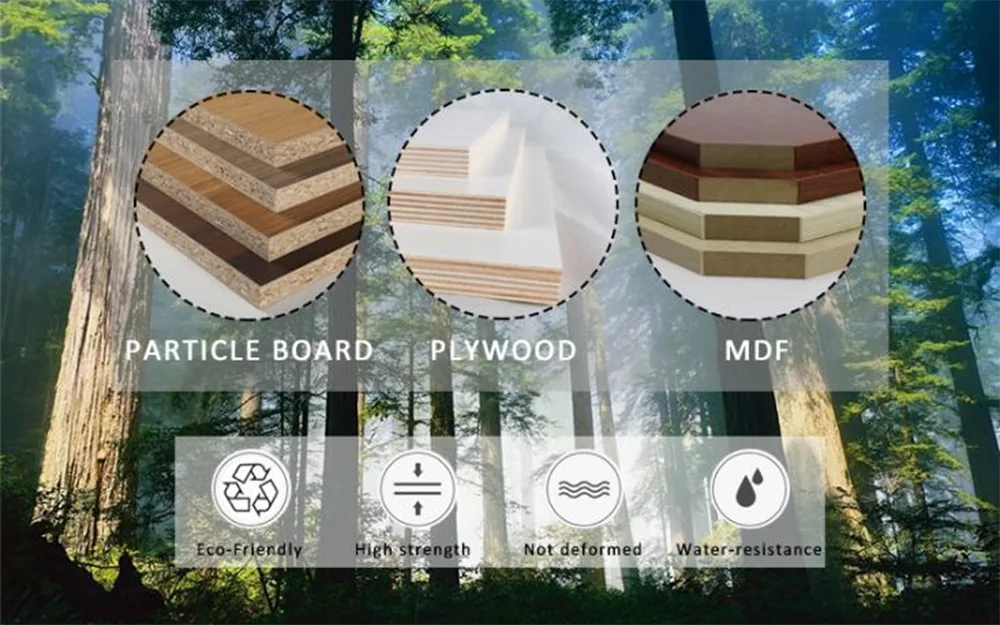 Eco friendly particle board plywood kitchen cabinet material